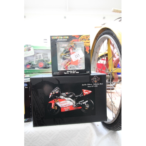 222 - 2 boxed Valentino Rossi motorbike Aprilla 250 and Valentino Rossi figure in separate box