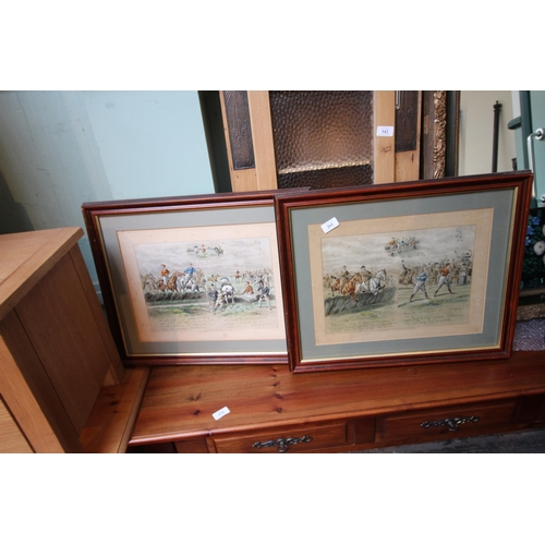 261 - Pair of framed comical prints by Pinch Morgan entitled Puff & Muff, hunting and horse riding