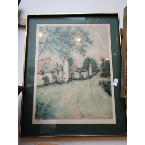 263 - Pair of French prints, 1 of Notre-Dame, Paris and the other of a rural French scene