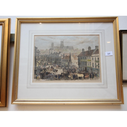 265 - Early print of Lincoln Horse Fair with Cathederal in background  A PRVATE COLLECTION BEING SOLD BY A... 