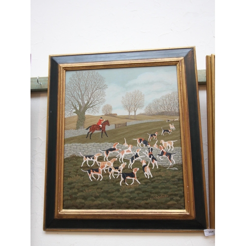 266 - Vincent Haddelsey original oil on canvas, initialed entitled 'Huntsmen & Hounds'