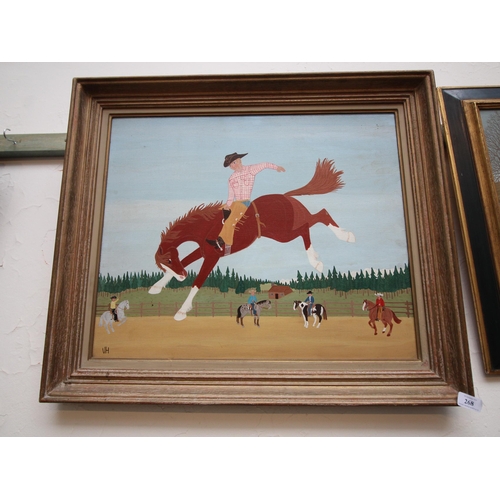 268 - Vincent Haddelsey original oil on canvas, initialed and entitled 'Cloverdale Stampede'