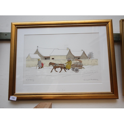 270 - Vincent Haddelsey horse and cart signed limited edition colour print