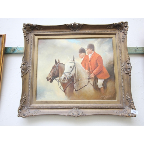 309 - Michael Pirrett Sommers oil entitled 'On the Move' (2 huntsmen at a local hunt)