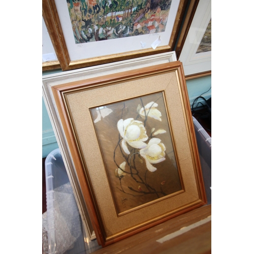 328 - 2 framed prints and 1 oil on board, 1 print by John Whalley, March 1979