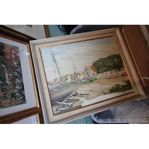 328 - 2 framed prints and 1 oil on board, 1 print by John Whalley, March 1979