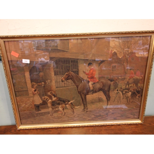 340 - Framed print of horseman and hunting dogs