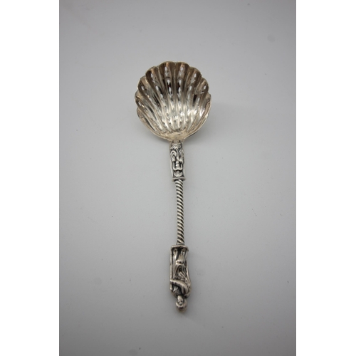 417 - Silver sifter ladle, ornate design (London 1897)