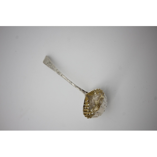 418 - Silver sifter ladle, ornate design (London 1789)