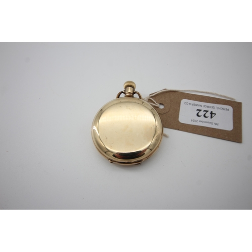 422 - Gold plated Hunter pocket watch (working)