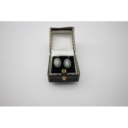 426 - Pair of vintage opal earrings, 9ct