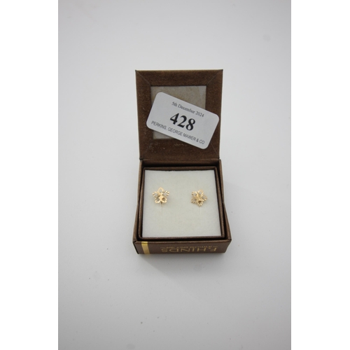 428 - Pair of gold ear studs including gold flies (boxed)