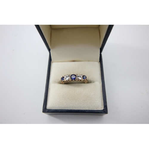 444 - Blue and white sapphire ring