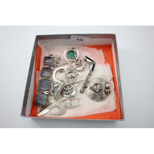 446 - Mixed box of silver jewellery items