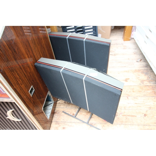 482 - Pair of floor Bang and Oulsen speakers on metal stands type 6513, serial number 07011950  LARGE PRIV... 