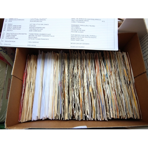 484 - Box of approximately 100, 45 rpm records from 1960's, many with sleeves, including The Birds, Earth ... 