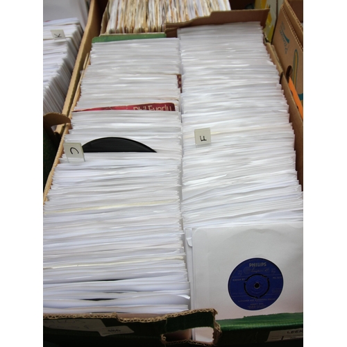 486 - Box of approximately 200, 45 rpm records from 1960's mainly rock and pop music, covering artists fro... 