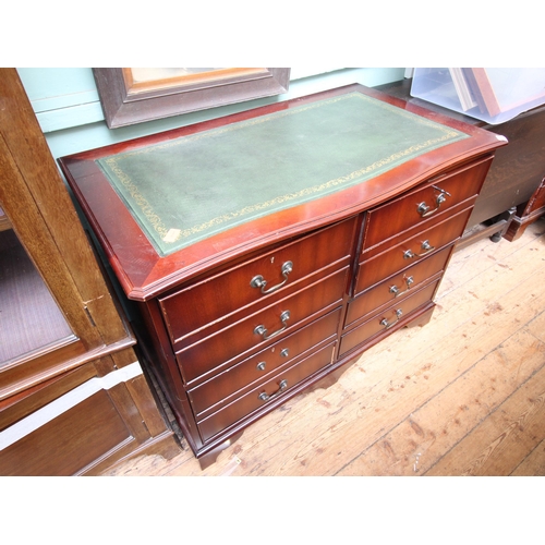 551 - Pair of mahogany filing cabinets with leather tops