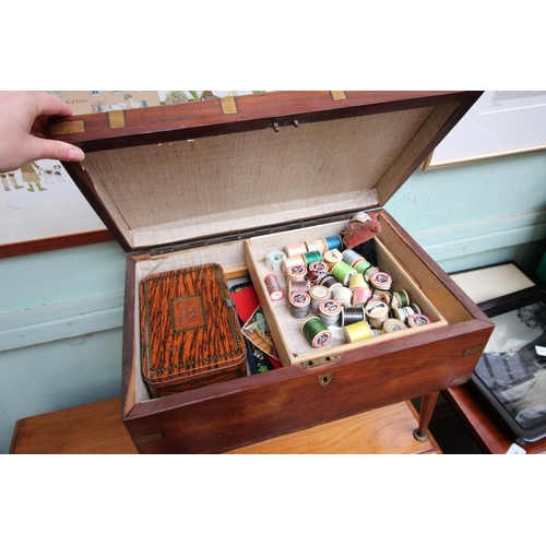 591 - Converted writing box on 4 retro styled legs used as a sewing box