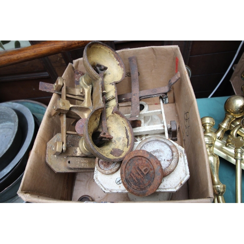 66 - Two pairs of old metal weighing scales