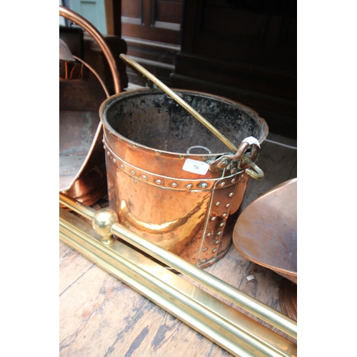 76 - Copper coal container with original liner