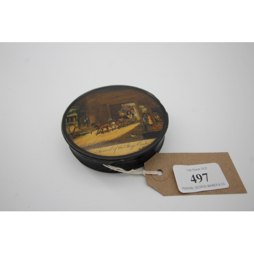 497 - Papier mâché snuff box