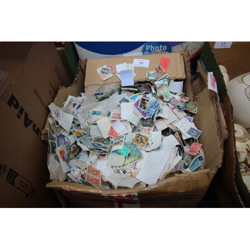 19 - Large box of loose postage stamps, various eras