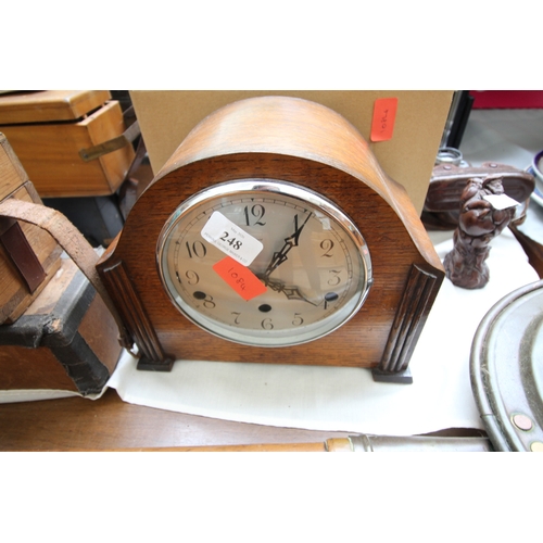 248 - Enfield Westminster chime clock and copper bed pan