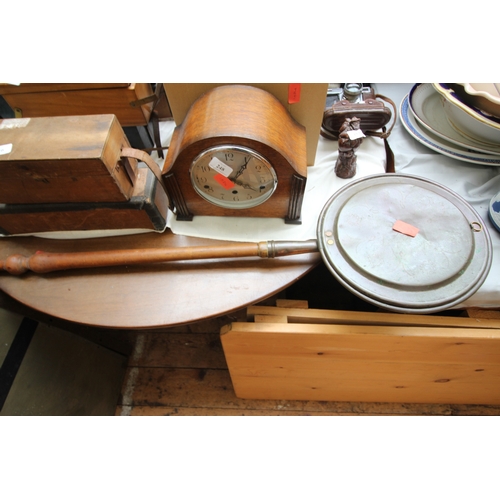248 - Enfield Westminster chime clock and copper bed pan