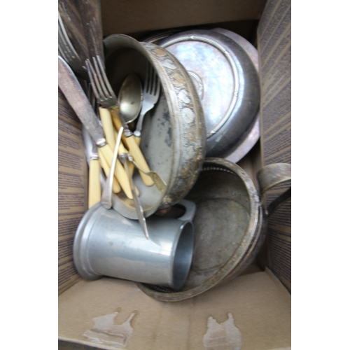 256 - Mixed collection of plated items, tureens, tankards, bowls and cutlery