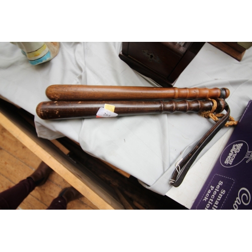 264 - Pair of Victorian police truncheons, one being Leicester police prison officer