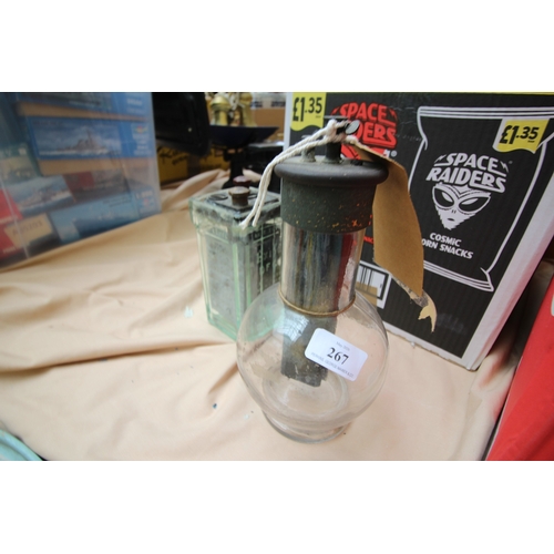 267 - Antique Victorian battery in bulbous glass with additional item