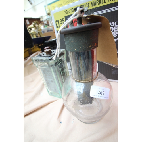 267 - Antique Victorian battery in bulbous glass with additional item