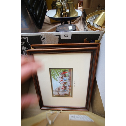268 - Small selection of framed prints, hunting scenes and wildlife