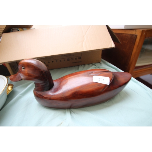 272 - Attractively carved Oriental duck in mahogany