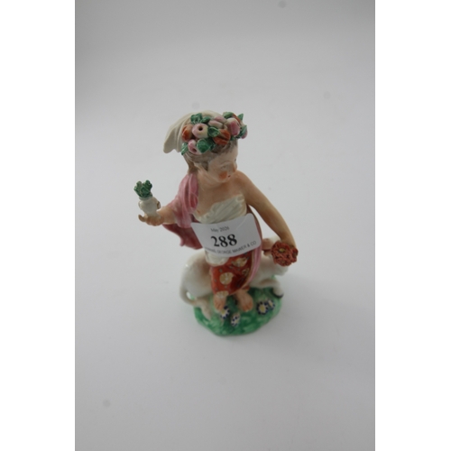 288 - Derby figure of nymph with lamb, no chips or cracks