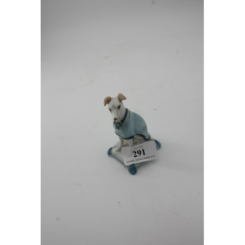 291 - Fine small proportioned ceramic greyhound on cushion, early figure
