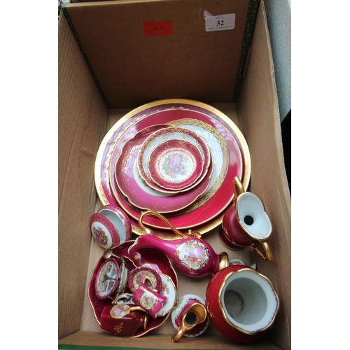 32 - Collection of ruby Limoge items