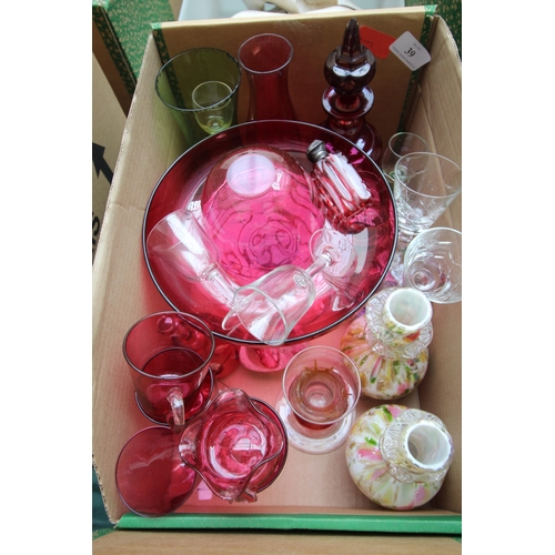 39 - Good collection of cranberry glassware and other cut glass items