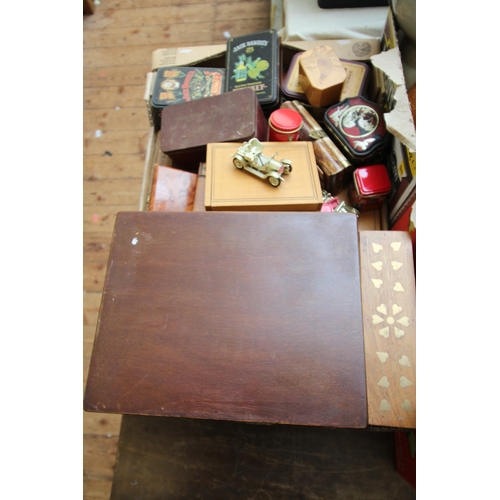 57 - Collection of boxes wooden and metal, some advertising items