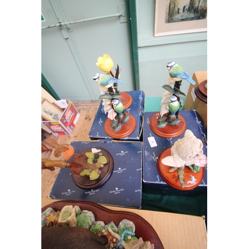 59 - 5 Border Fine Art figures of songbirds and owl