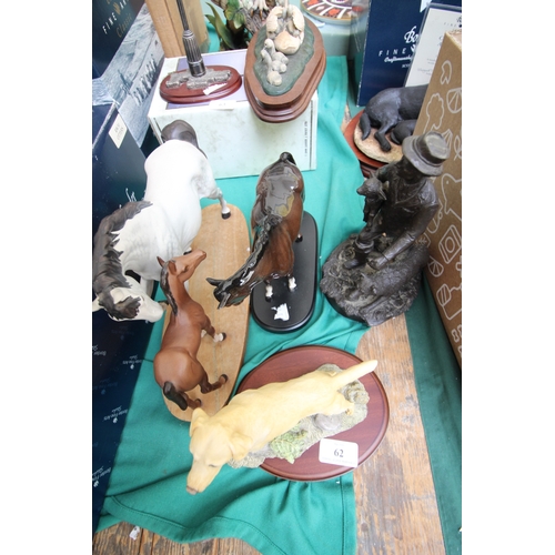 62 - 3 Horse figurines, 1 Beswick and 2 Hereditary items