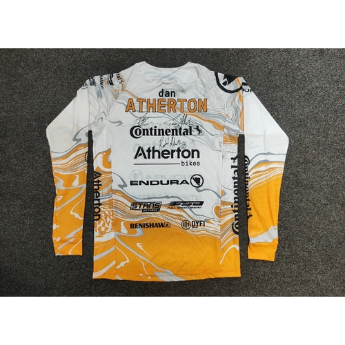 16 - ATHERTON Race jersey signed by multiple time professional racing cyclist siblings Dan, Gee, and UCI ... 