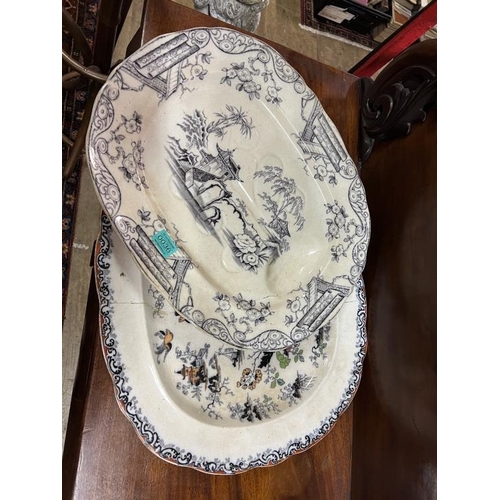 36 - Two Large 19th Century Porcelain Platters (both as found)