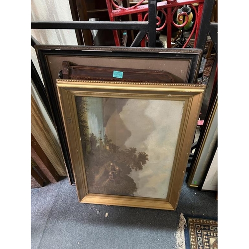 44 - Oil Painting, Mirror, Edwardian Print and 2 others