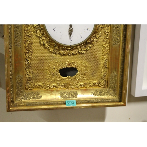 107 - 19th Century Gilt Wall Clock (as found)