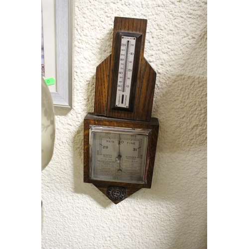 81 - 19th Century Gingerbread Mantle Clock and an Art Deco Barometer