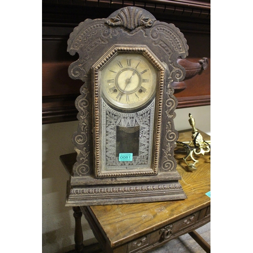 81 - 19th Century Gingerbread Mantle Clock and an Art Deco Barometer