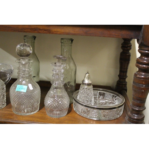 94 - Four 19th Century Glass Decanters plus a Pair of Glass Carafe's and other Glassware