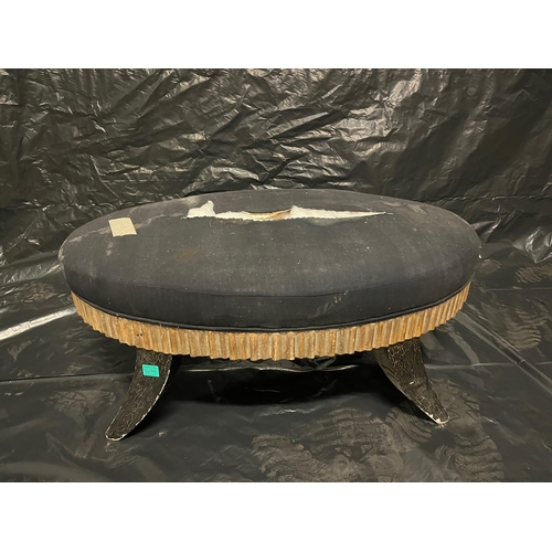286 - Oval Stool on Aged Painted legs (needs upholstery) - (105cm x 40cm x 60cm)